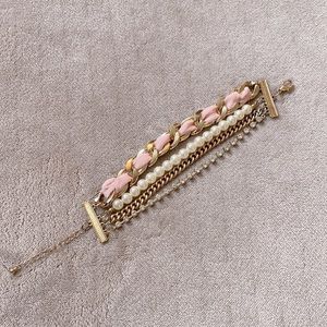 Chain bracelet with pearls and rhinestones
